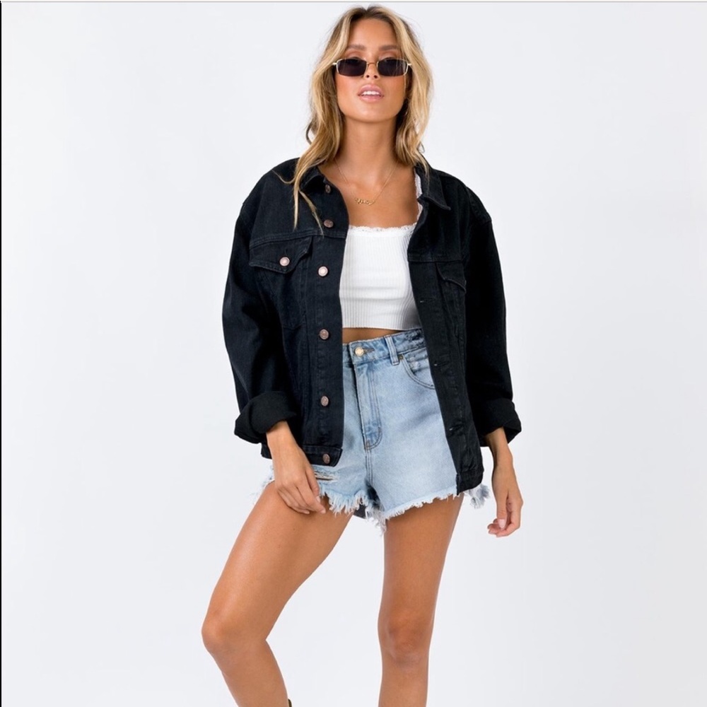 Princess Polly black denim jacket size small